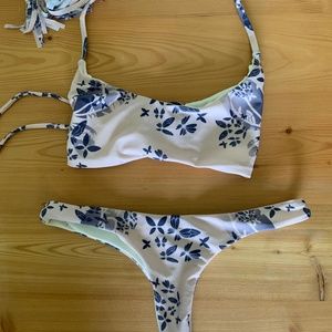 Honubelle Bikini - Soft pink with purple flowers
